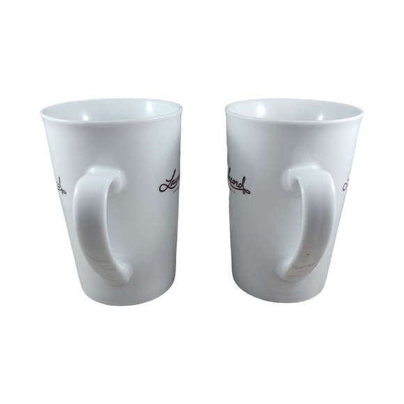 LAURA SECORD White Ceramic Mugs Pair Set of 2 Coffee Tea Cups - Picture 3 of 6